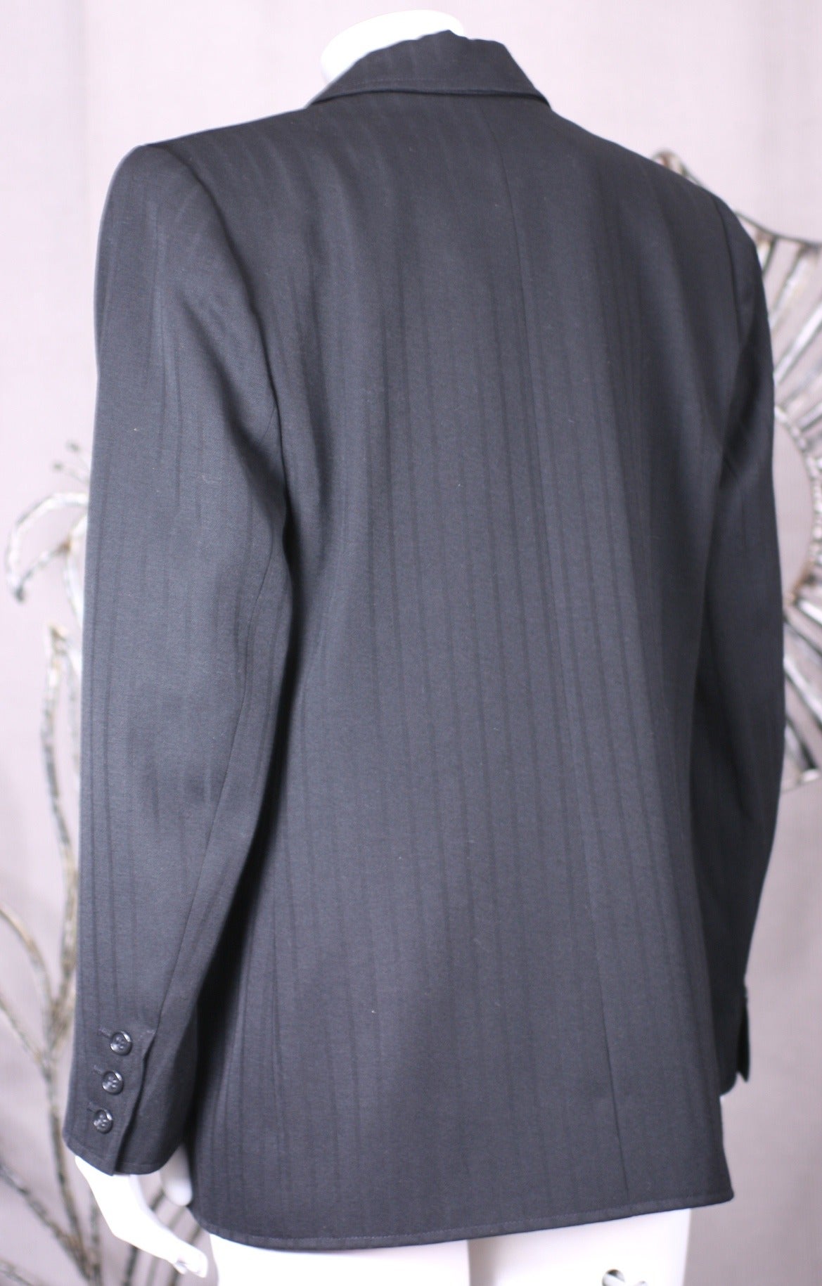 Black Yves Saint Laurent Double Breasted Wool Jacket