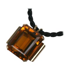 Collier à pendentif rétro en citrine