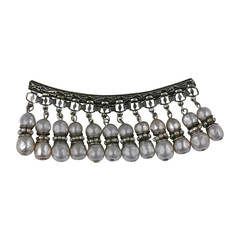 Miriam Haskell Etruscan Pearl Fringed Long Brooch