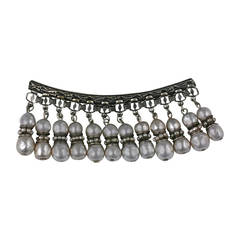 Miriam Haskell Etruscan Pearl Fringed Long Brooch