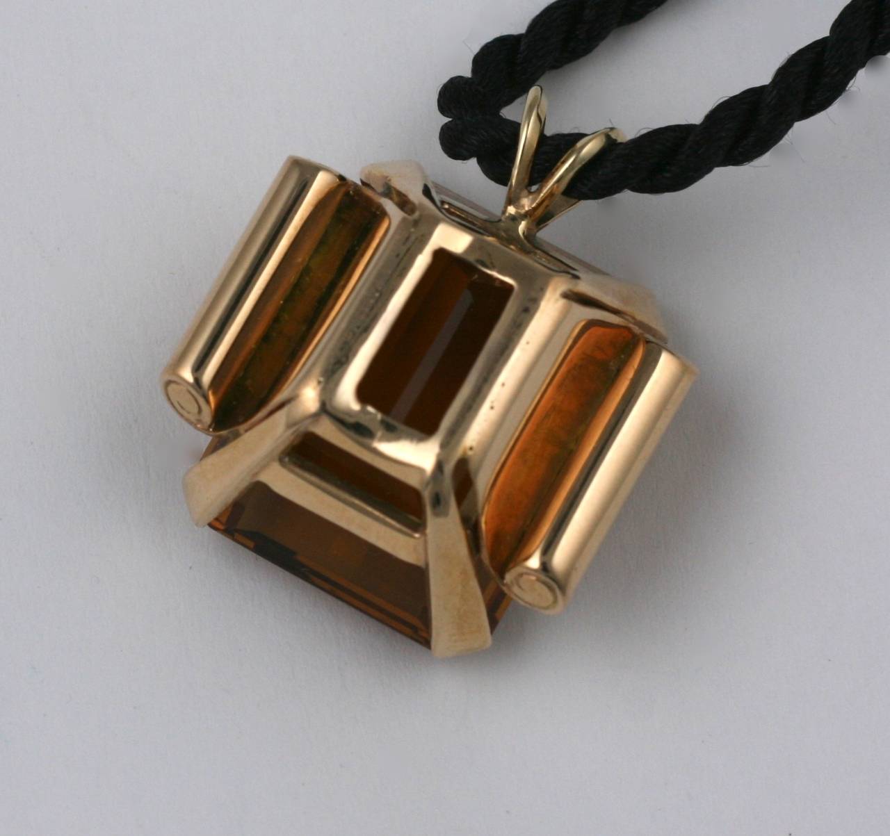 Collana con ciondolo retrò in citrino in vendita 1