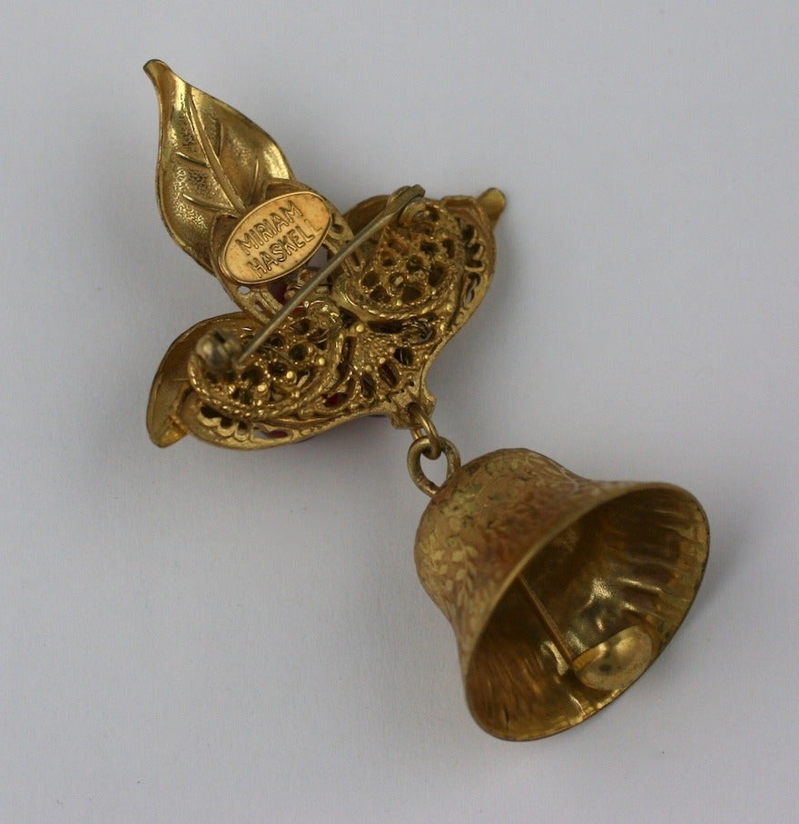 Miriam Haskell Christmas Holly Brooch