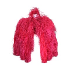 Vintage Rasberry Pink Art Deco Ostrich Cape