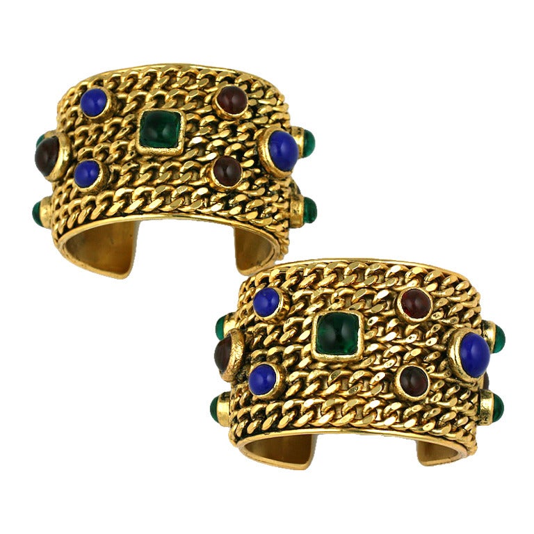 Exceptional Pair of Chanel Chain Cuffs For Sale at 1stdibs