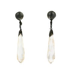 Art Deco Rock Crystal Faceted Drop Earrings 2