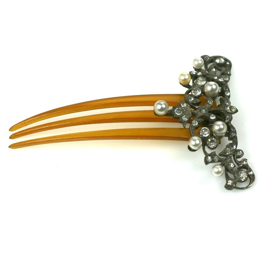 Edwardian Paste Hair Comb In Excellent Condition In New York, NY