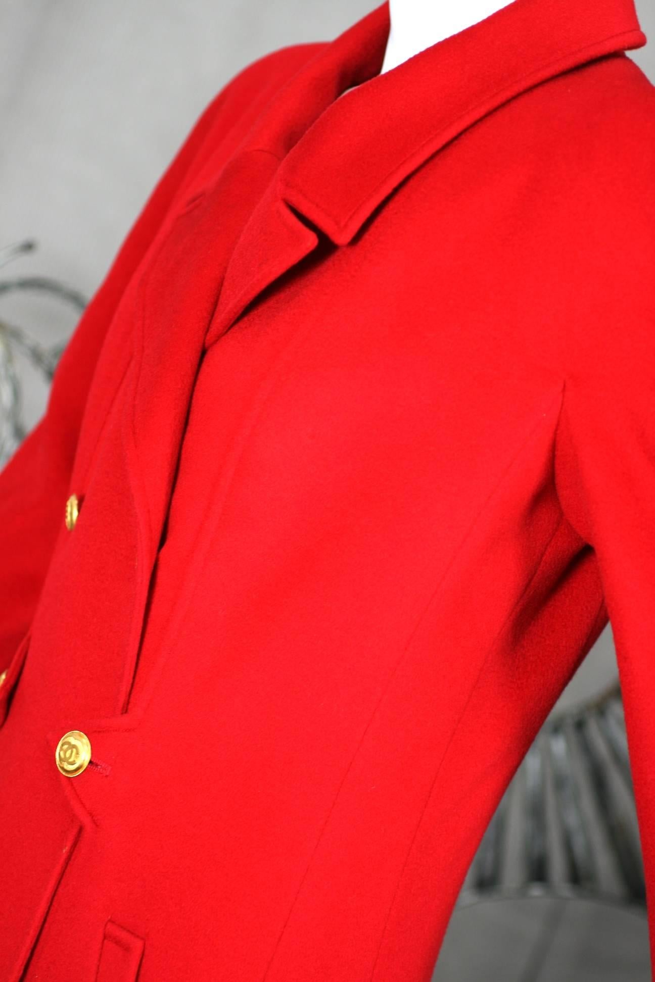 Chanel Red Cashmere Jacket In Good Condition In New York, NY