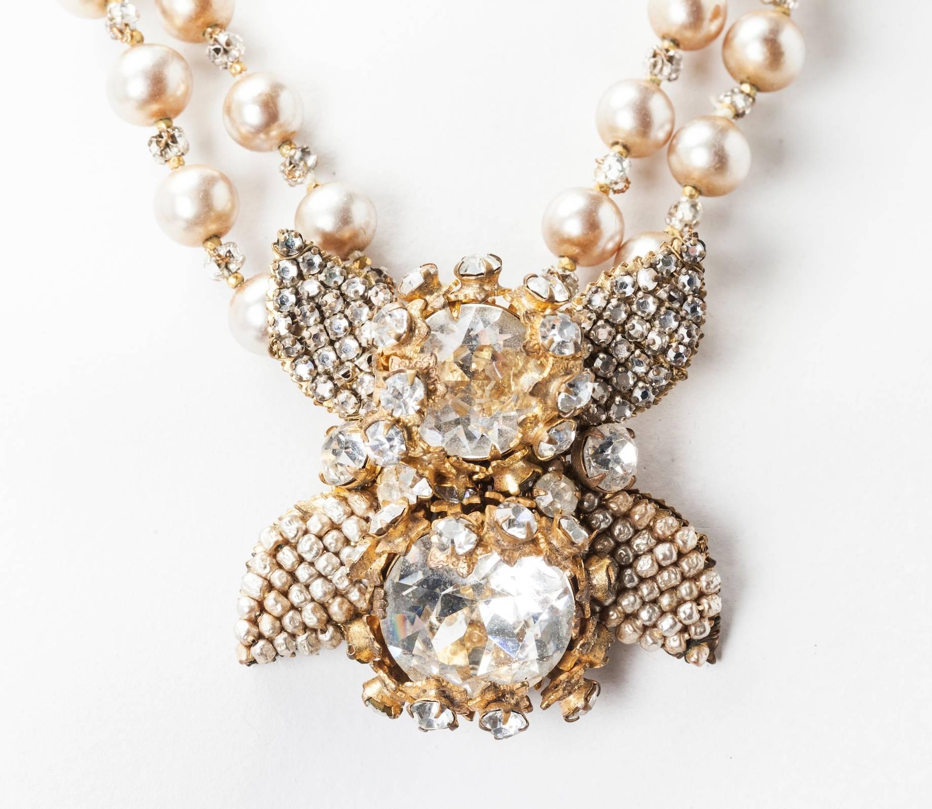Miriam Haskell Collier de perles élaborées à double rang Excellent état - En vente à New York, NY