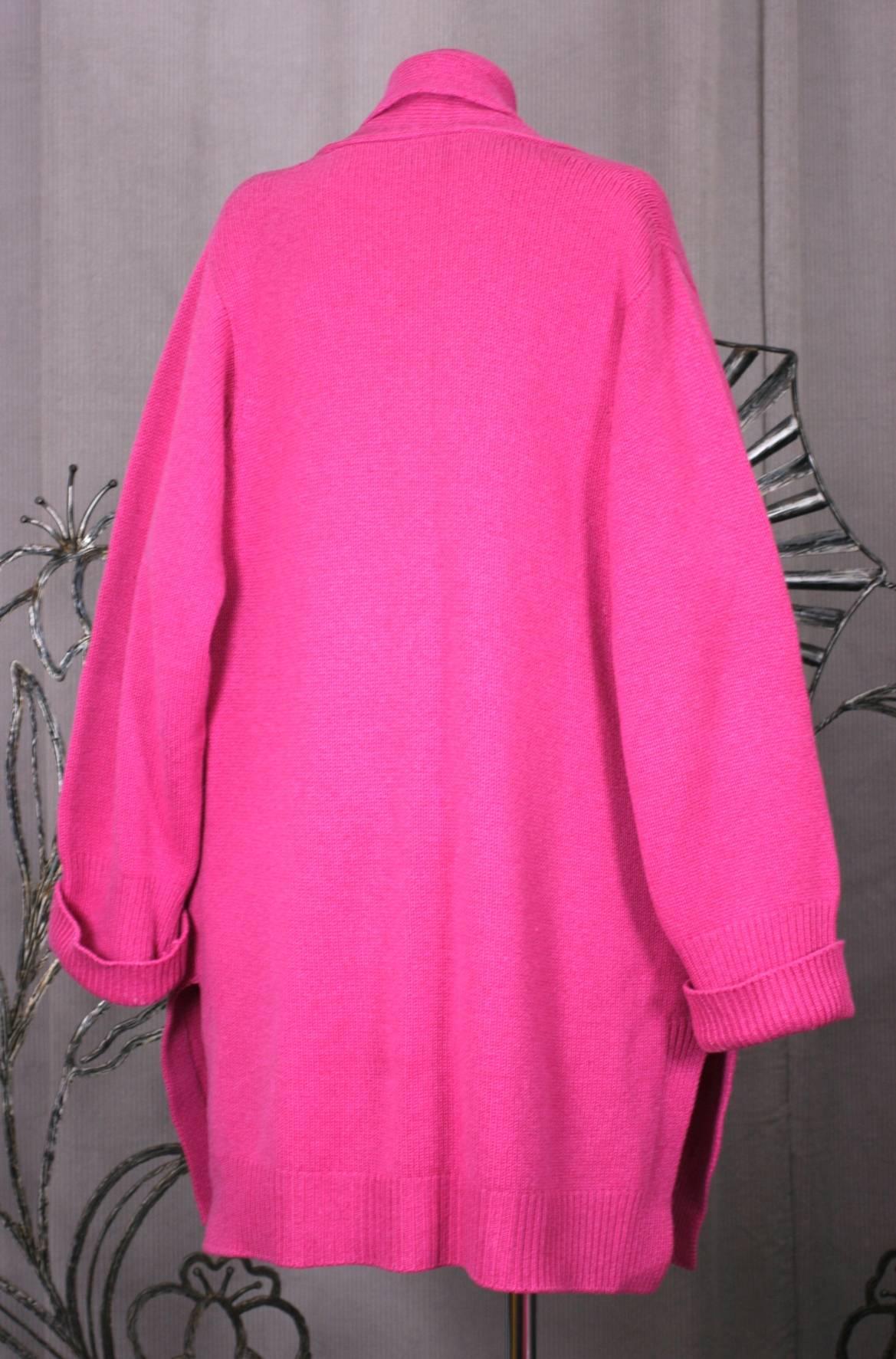 Pink Rasberry Scottish Cashmere Oversized Cardigan