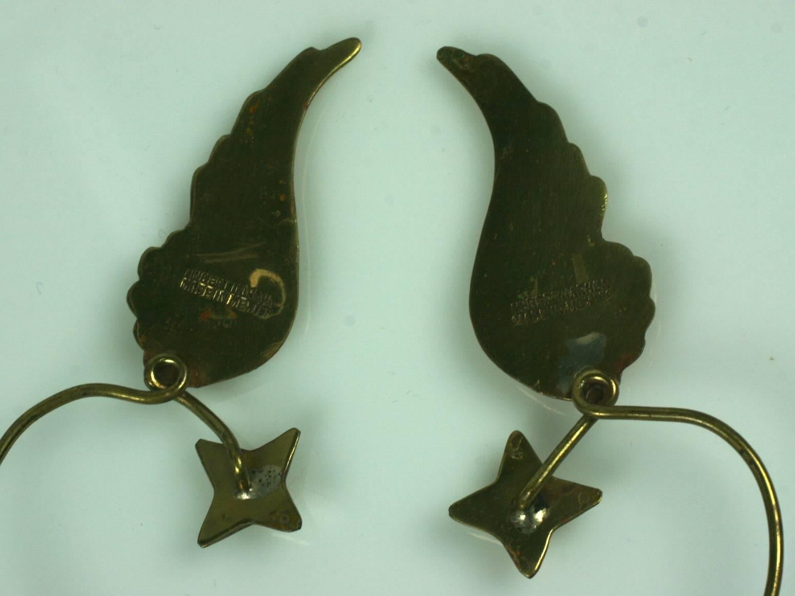 Hubert Harmon Winged Star Earrings In Good Condition For Sale In New York, NY