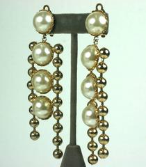 Claire Deve Pearl and Gilt Ball Shoulder Duster Earclips