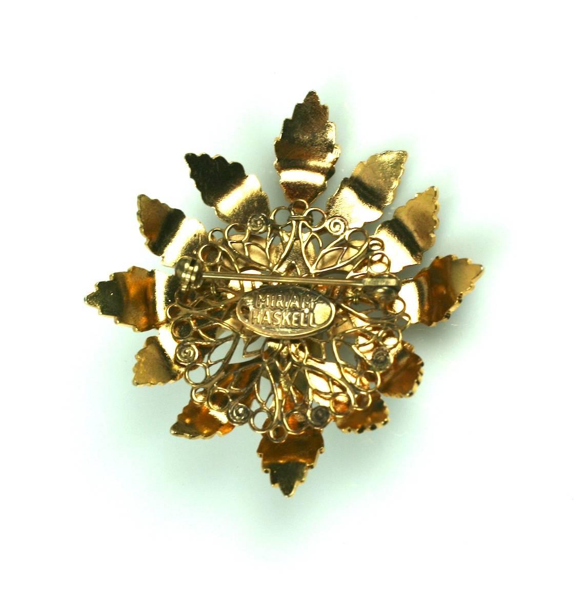 Miriam Haskell Holiday Holly Brooch In Excellent Condition In New York, NY