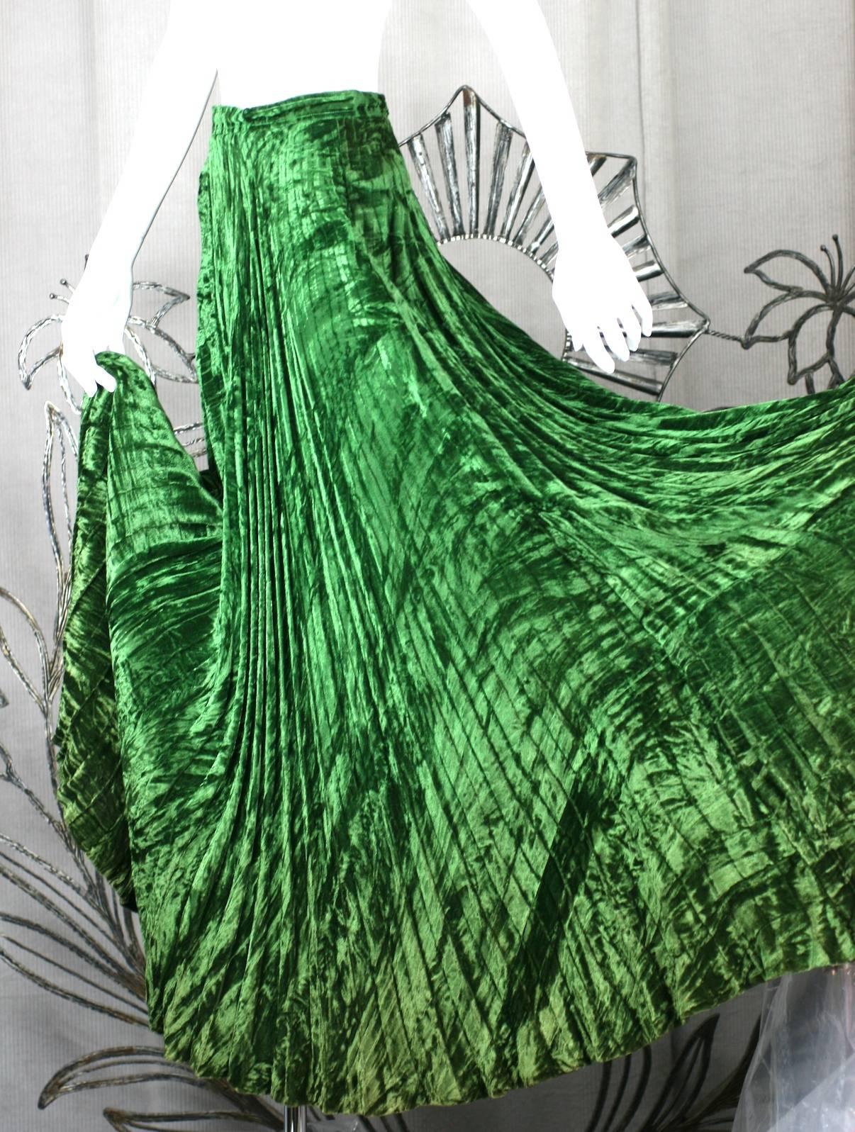 Yves Saint Laurent Rive Gauche Panne Velvet Maxi Skirt In Good Condition In New York, NY