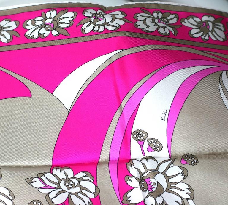 Emilio Pucci Hot Pink Floral Scarf For Sale at 1stDibs