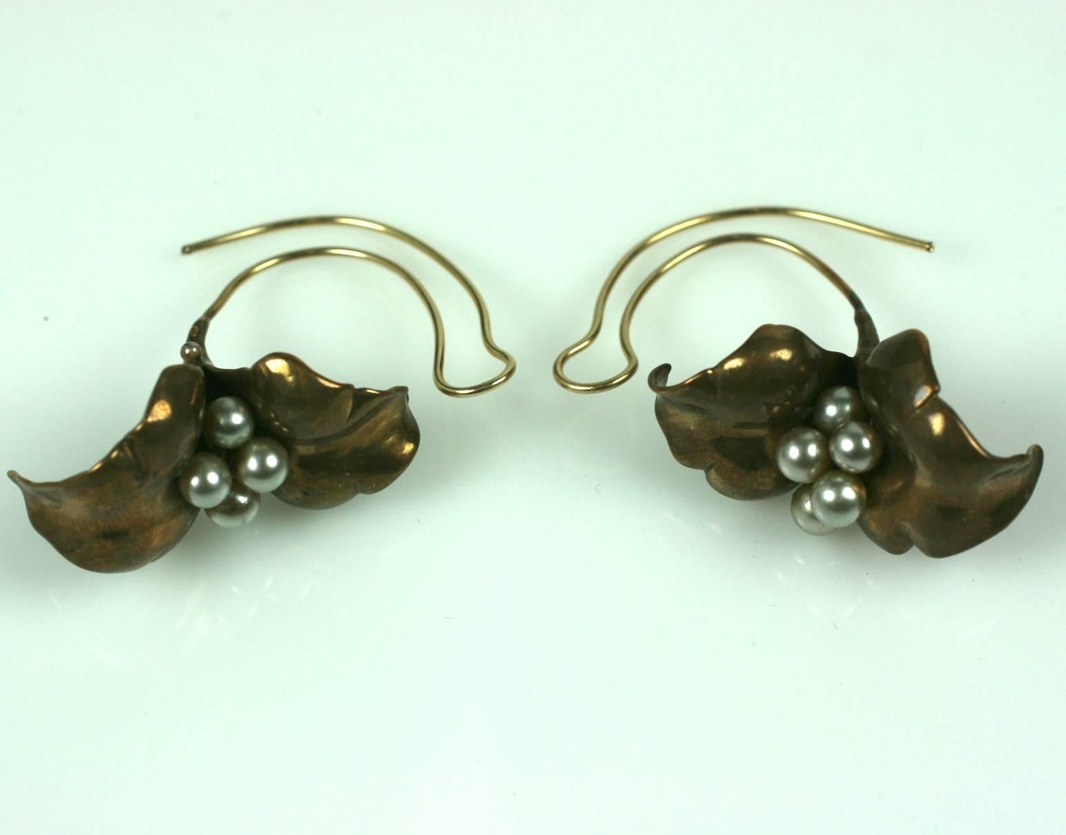 Unusual Artisan Cala Lily Earrings For Sale 1