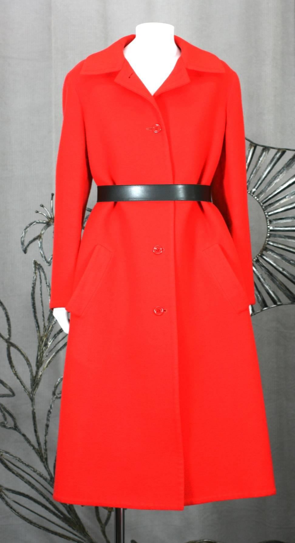 Halston's Double Faced Tomato Red Wool Coat 2