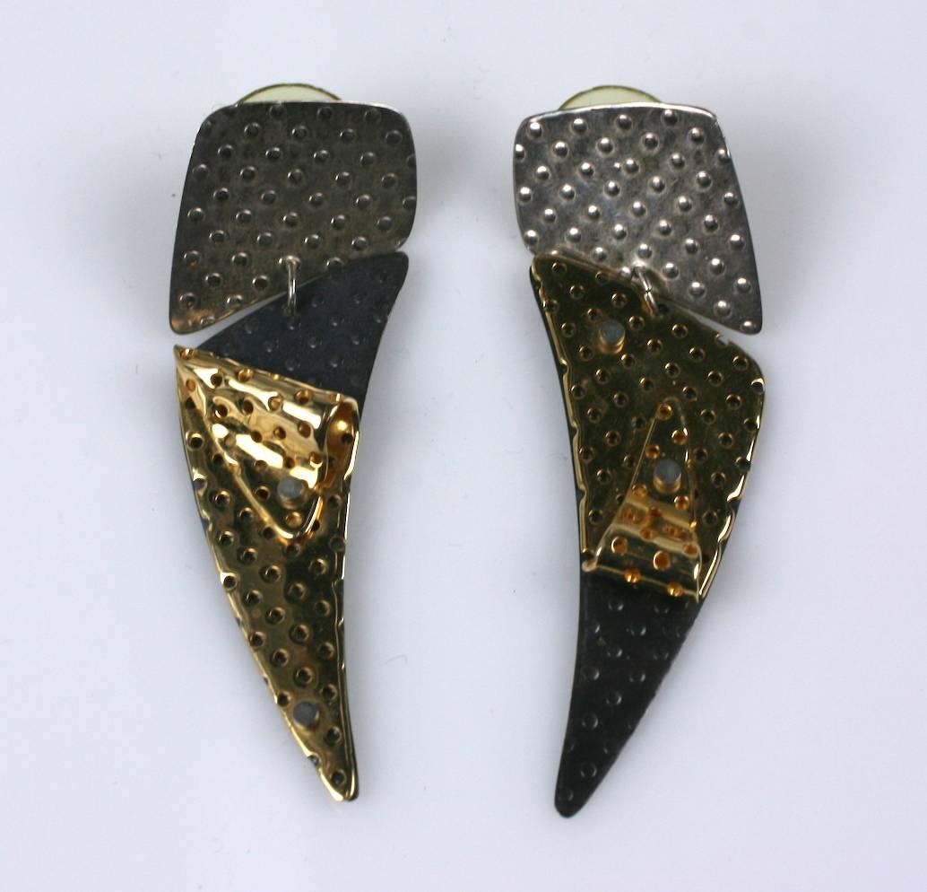 Unusual Parcel Gilt Sterling Earrings In Excellent Condition For Sale In New York, NY