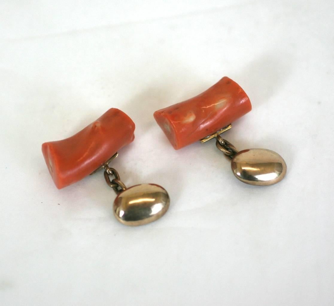 Uncut Victorian Coral Branch Cuff Links For Sale