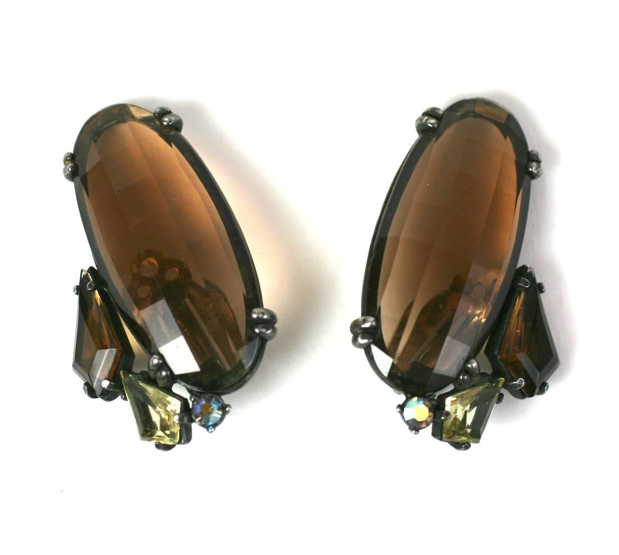 Schiaparelli Bracelet et clips d'oreilles surdimensionnés en topaze en vente 1