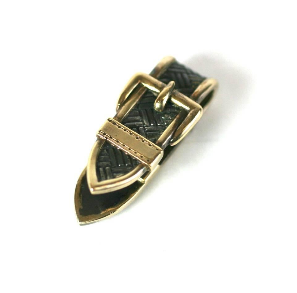 Elegant Sterling and Gold Buckle Clip In Excellent Condition For Sale In New York, NY