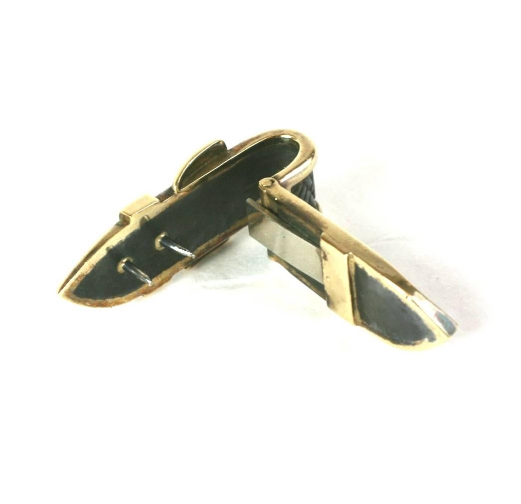 Elegant Sterling and Gold Buckle Clip For Sale 1