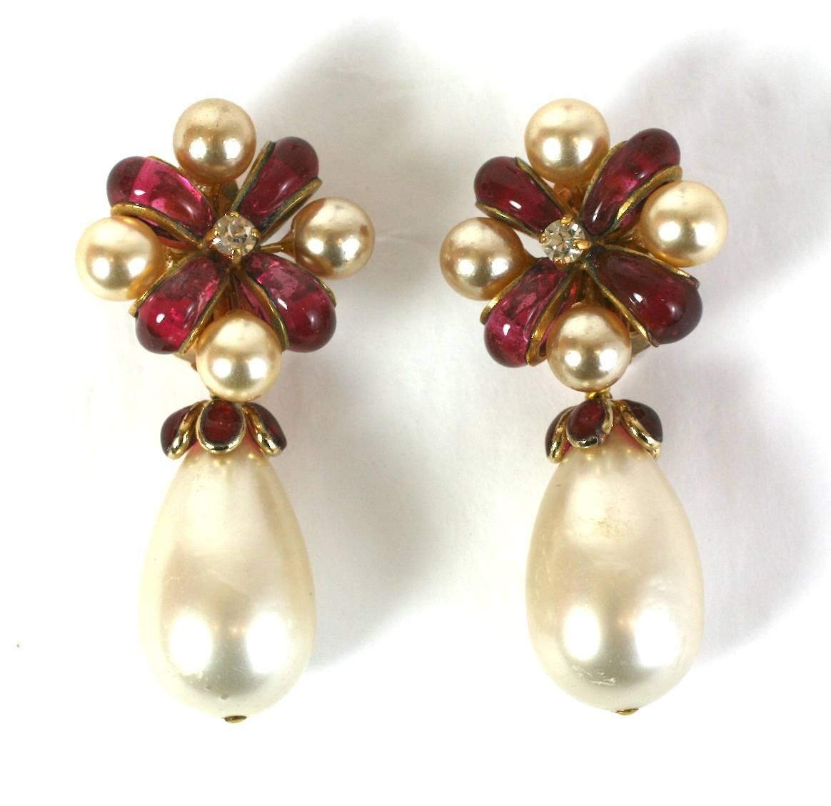 chanel bow pearl earrings