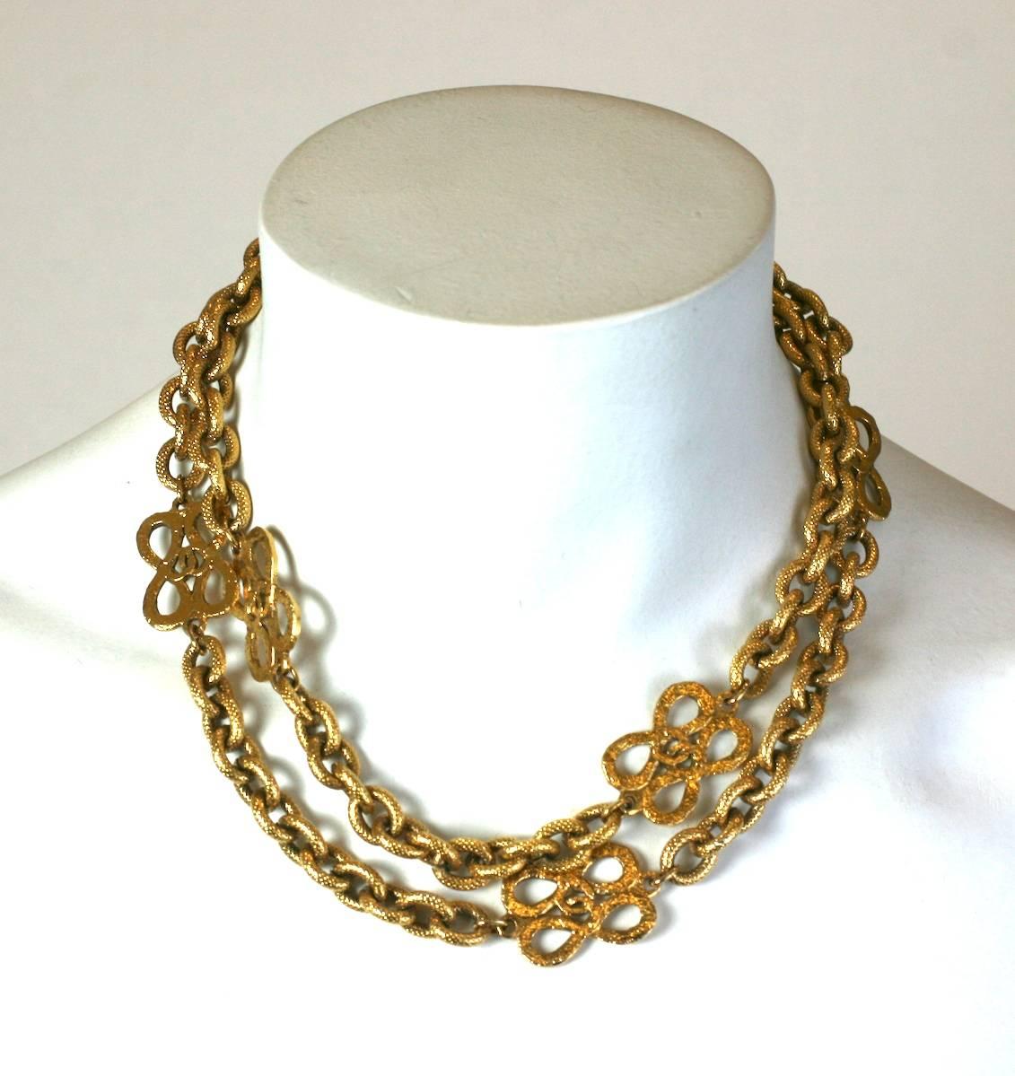 Women's Chanel Hammered Gold Logo Chain For Sale