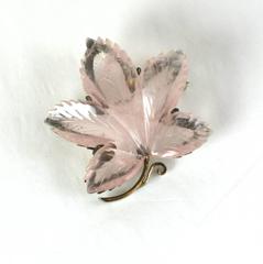 Charming Rose Quartz Leaf Brooch