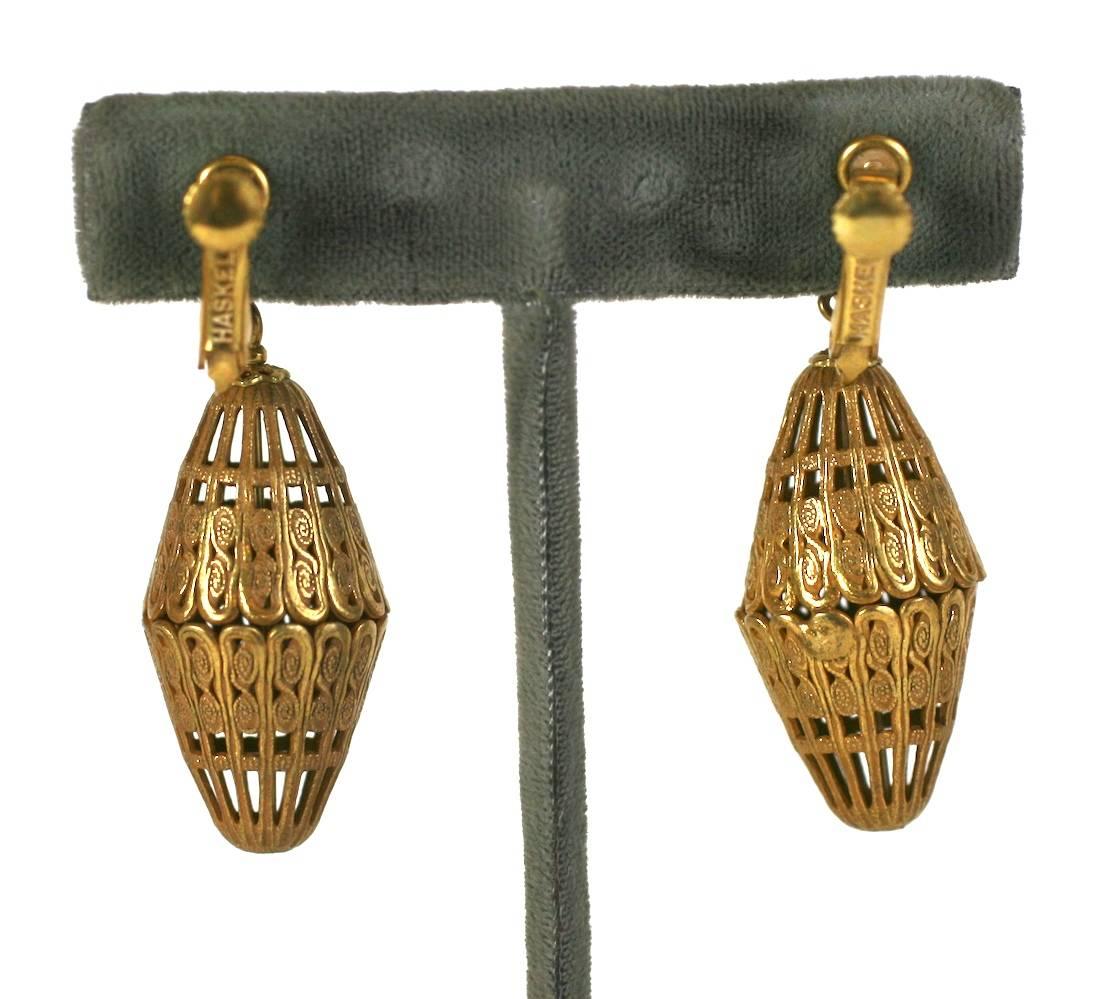 Etruscan Revival Miriam Haskell Etruscan Pendant Earclips For Sale