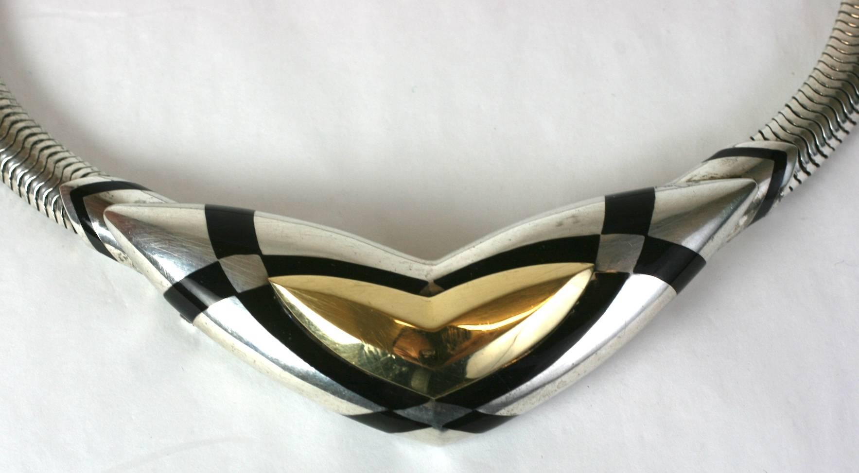 Sterling and Enamel Art Deco Style Collar, Black, Starr and Frost In Excellent Condition For Sale In New York, NY