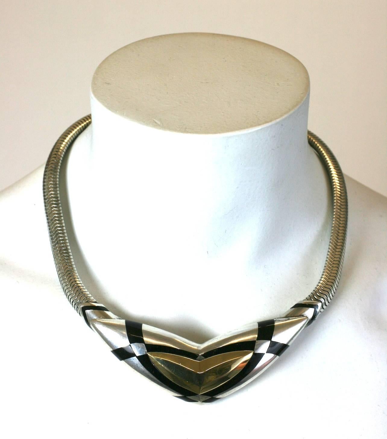 Sterling and Enamel Art Deco Style Collar, Black, Starr and Frost For Sale 4
