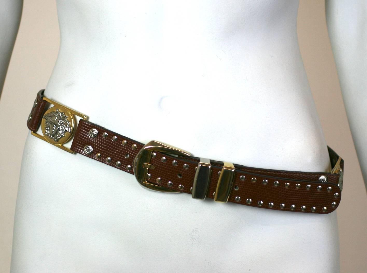Gianni Versace Studded Medusa Mens Belt For Sale at 1stdibs