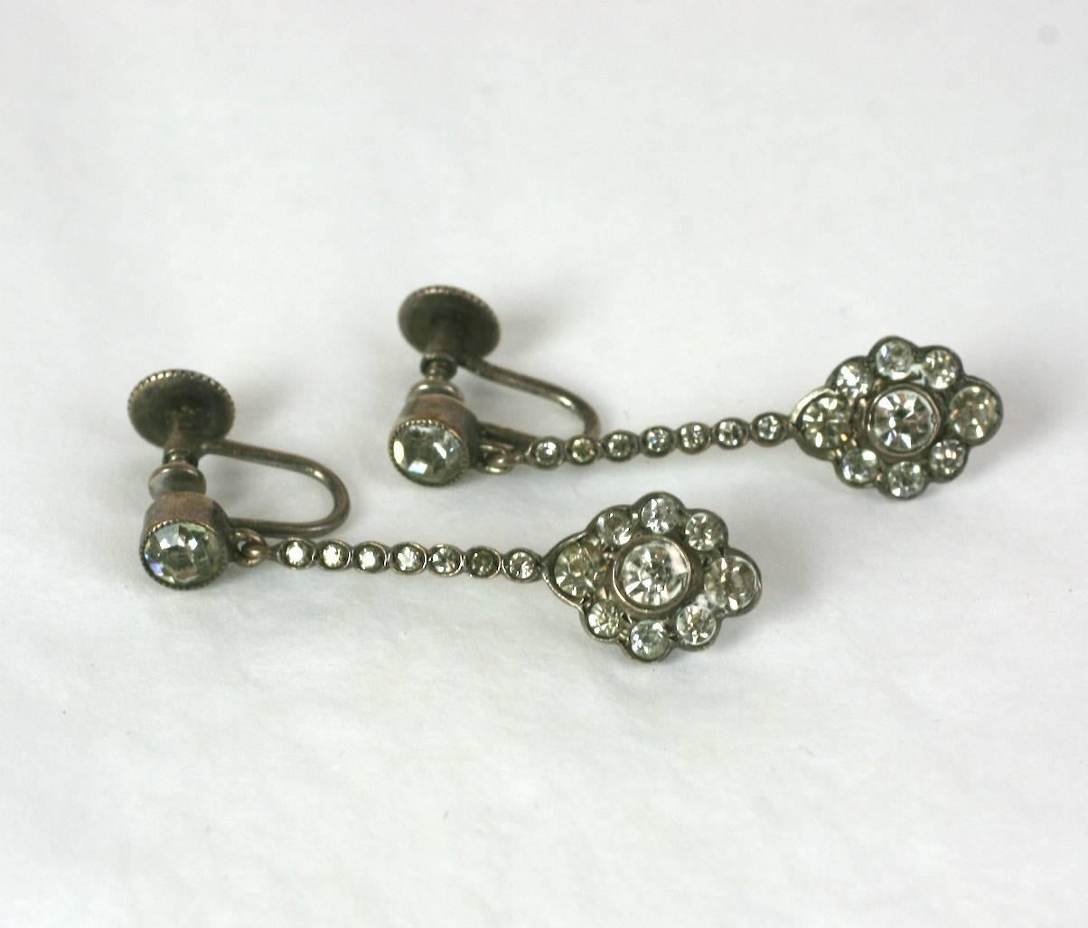Delicate Edwardian Paste Earrings In Excellent Condition In New York, NY
