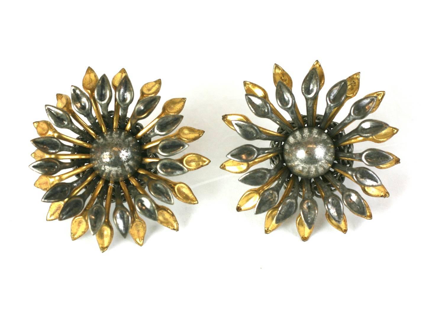Miriam Haskell Sunburst Earclips In Excellent Condition For Sale In New York, NY