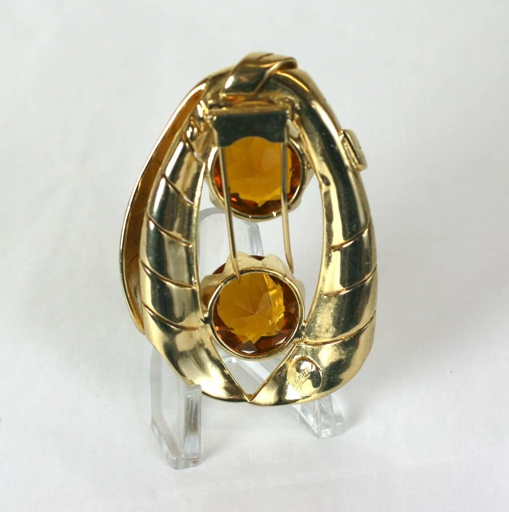 Women's Calvaire Retro Citrine Clip Brooch For Sale