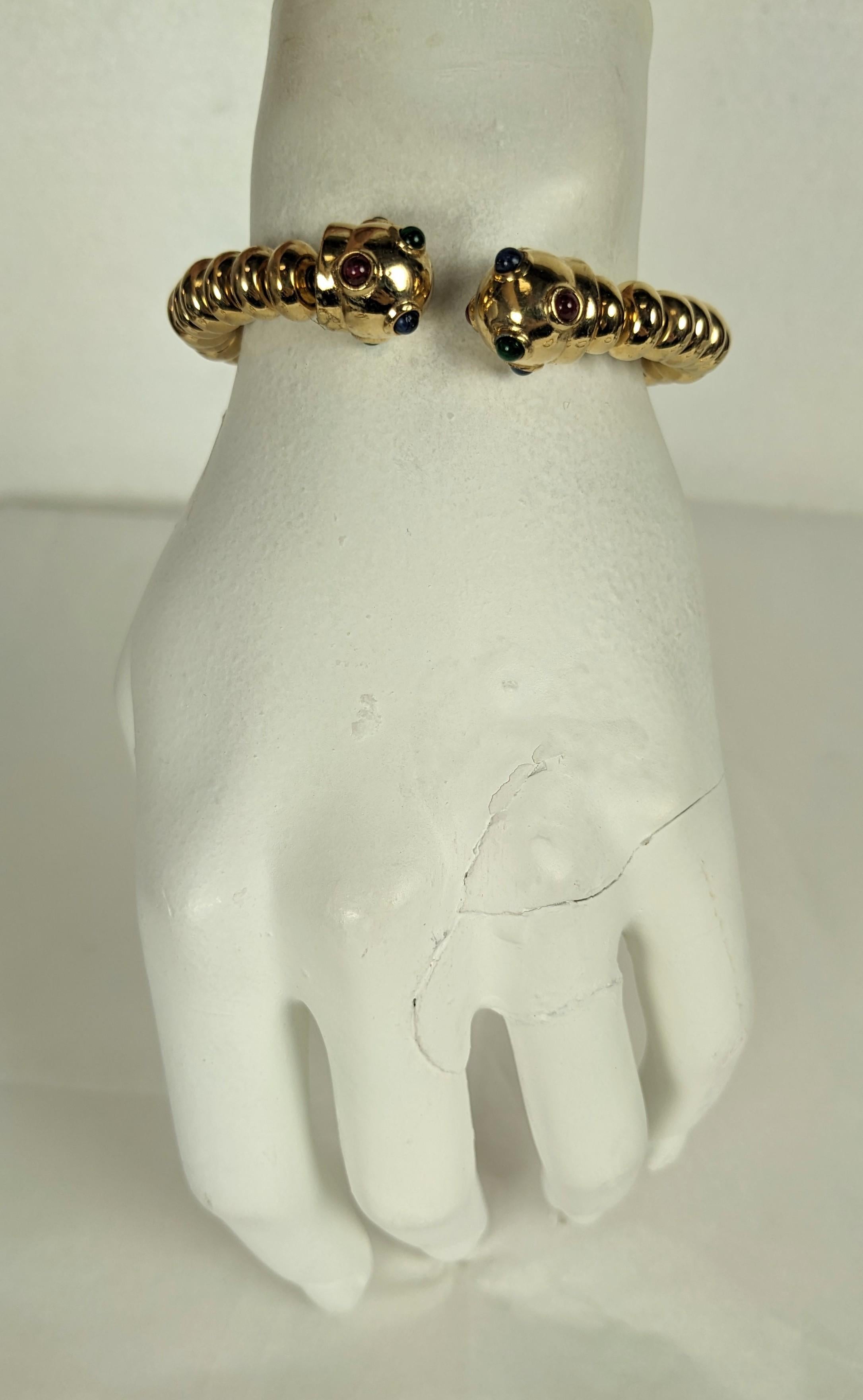 Bulgari Style Gilt Pave Gem Bangle For Sale 1