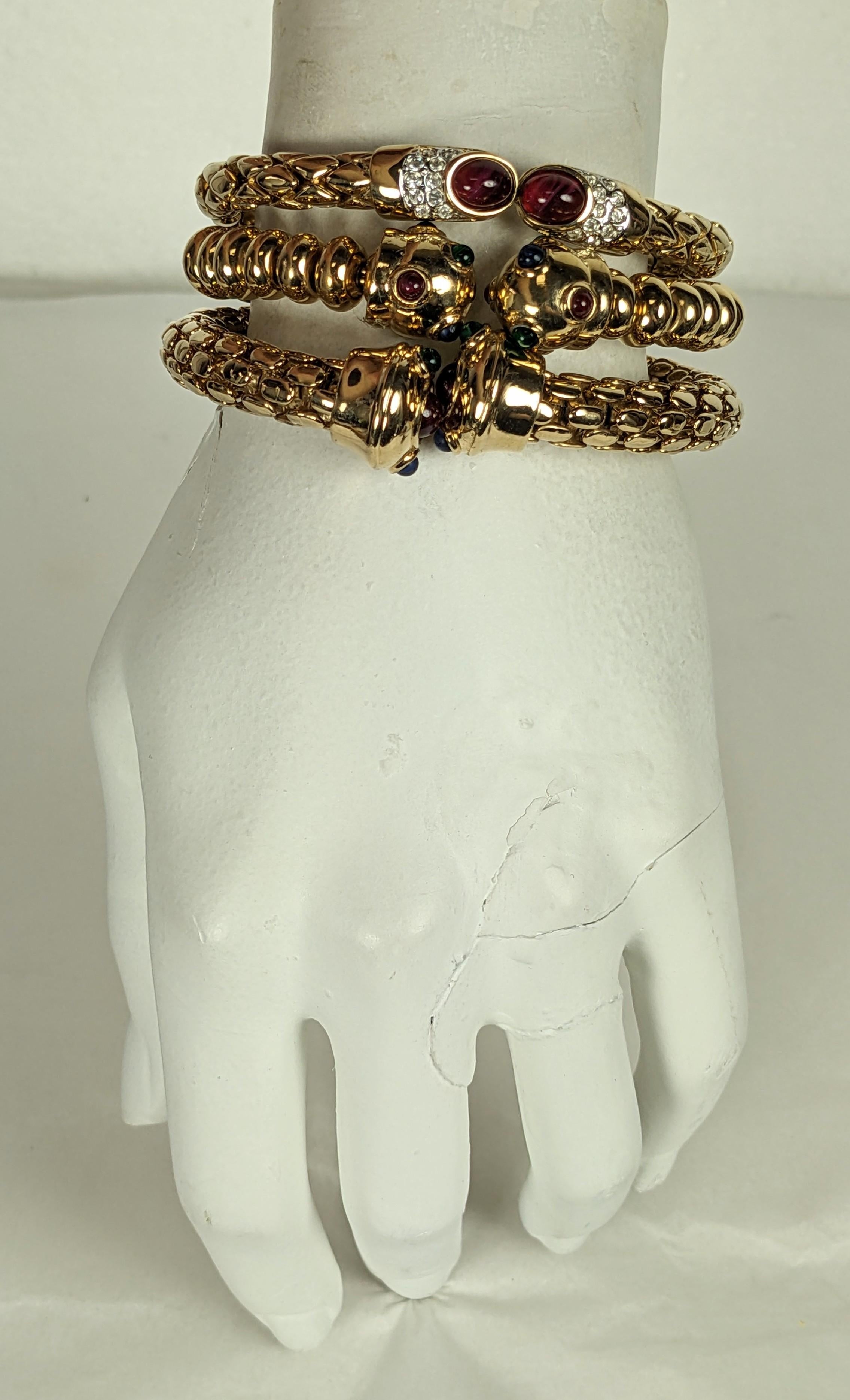 Bulgari Style Gilt Pave Gem Bangle For Sale 3