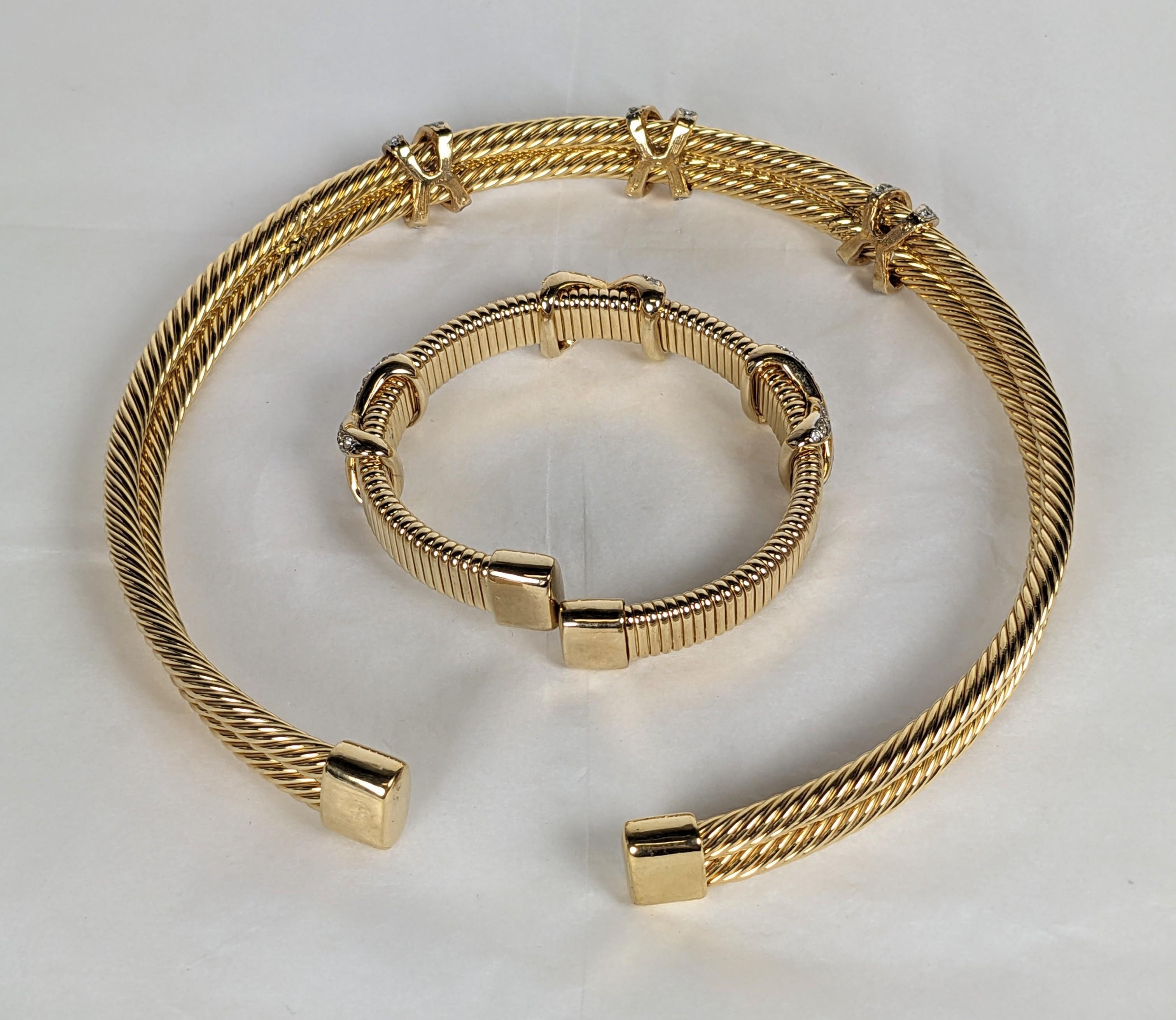 Women's or Men's Bulgari Style Gilt Pave Collar and Cuff For Sale