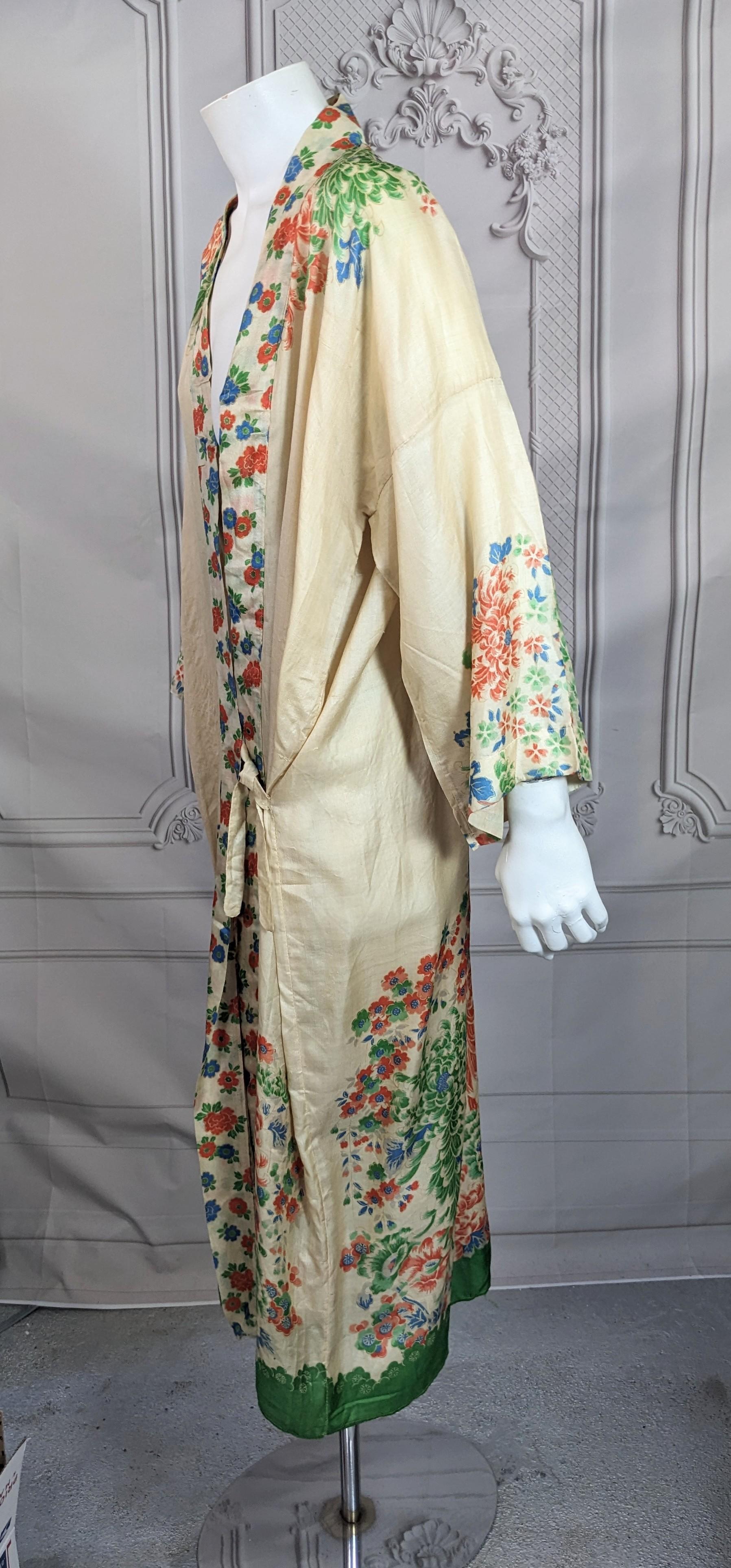 da uomo o donna Accappatoio giapponese Art Deco in seta Pongee in vendita