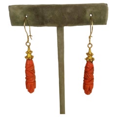 Victorian Carved Coral Earrings