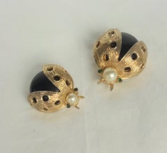 Pair of Nettie Rosenstein Ladybug Brooches