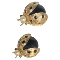 Pair of Nettie Rosenstein Ladybug Brooches