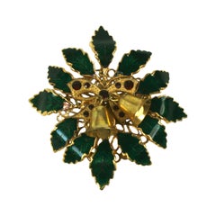 Vintage Miriam Haskell Holiday  Christmas Holly Brooch