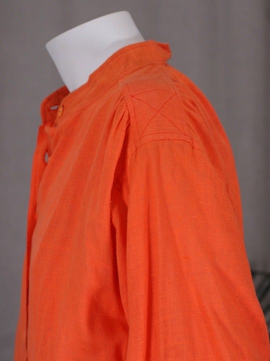 Yves Saint Laurent Bright Orange Peasant Blouse In New Condition In New York, NY
