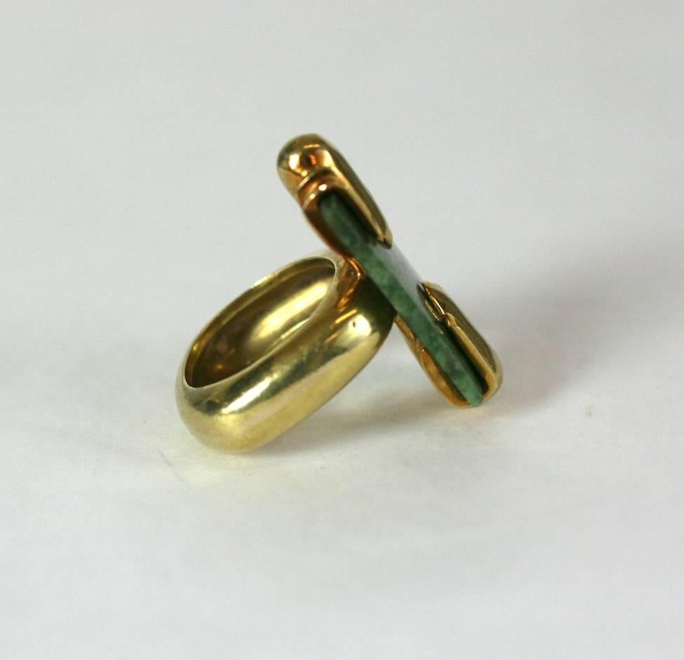Jade and Gold Modernist Ring For Sale 1