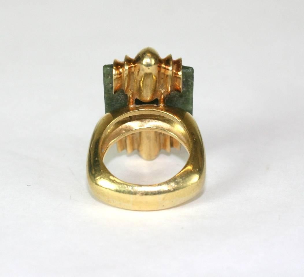 Jade and Gold Modernist Ring For Sale 2