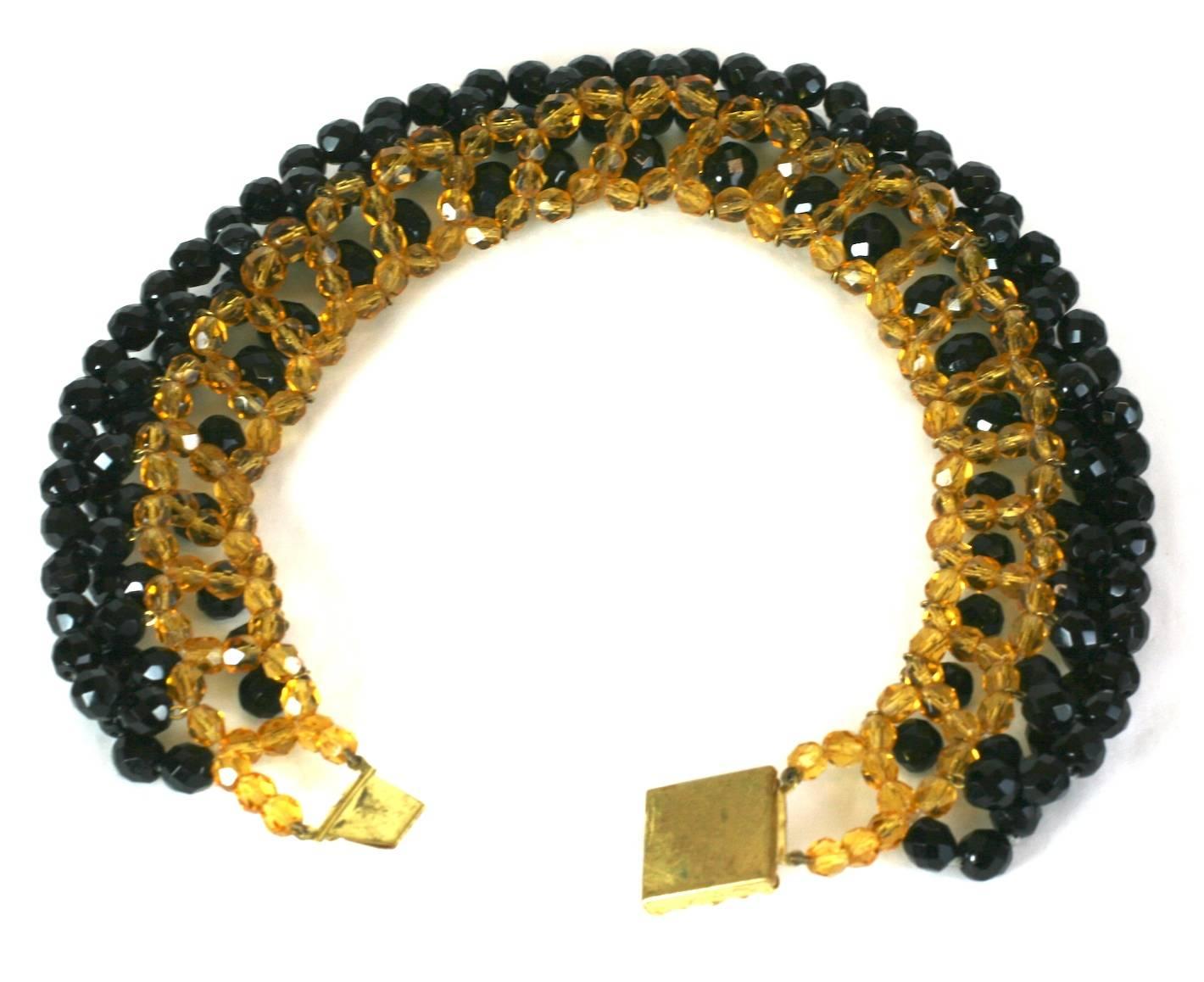 Women's or Men's Elaborate French Citrine and Jet Collar For Sale