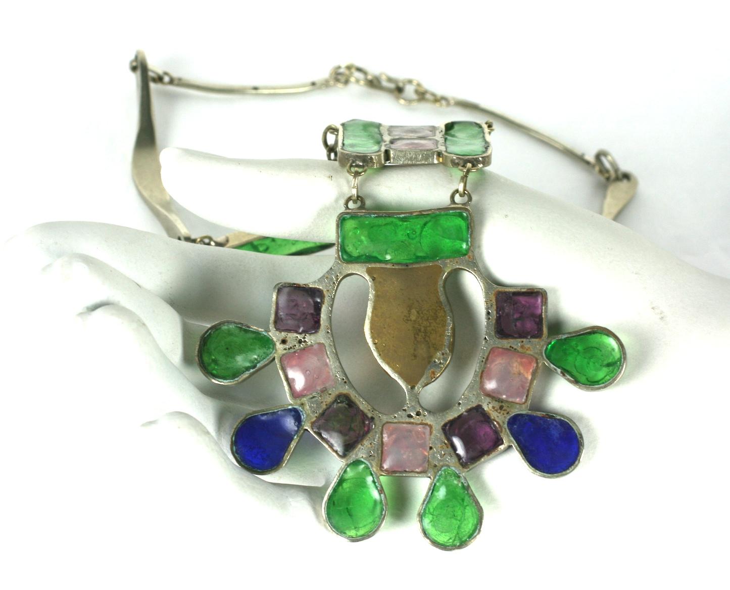 Modernistische Halskette aus handwerklichem Schmelzglas im Angebot 1