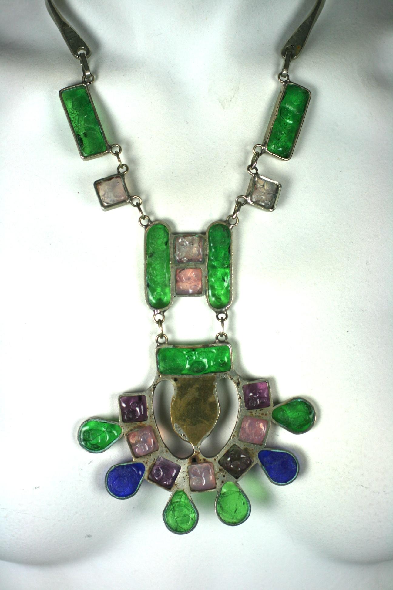 Artisanal Fused Glass Modernist Necklace For Sale 2