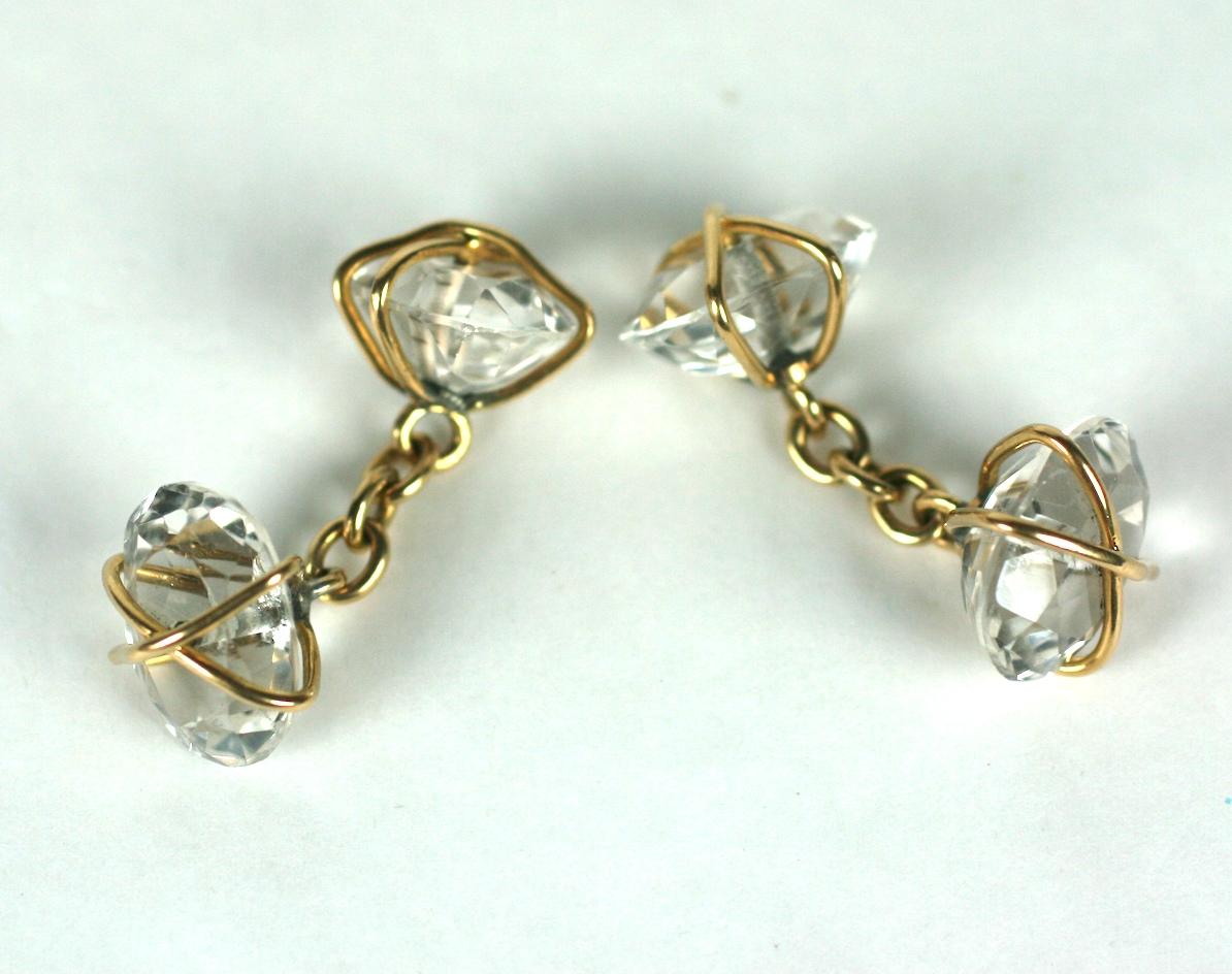 Rock Crystal and Gold Wrapped Cufflinks For Sale 1